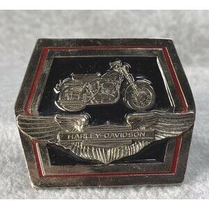 Harley Davidson Motorcycles Chrome Red Black Belt Buckle Eagle Wings Bike 2040